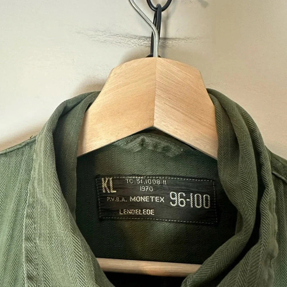 Vintage 1970s PVBA Monetex Belgian Military Button-up Large - Picture 3 of 6